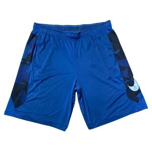 Nike Blue Athletic Shorts with Camouflage Accents